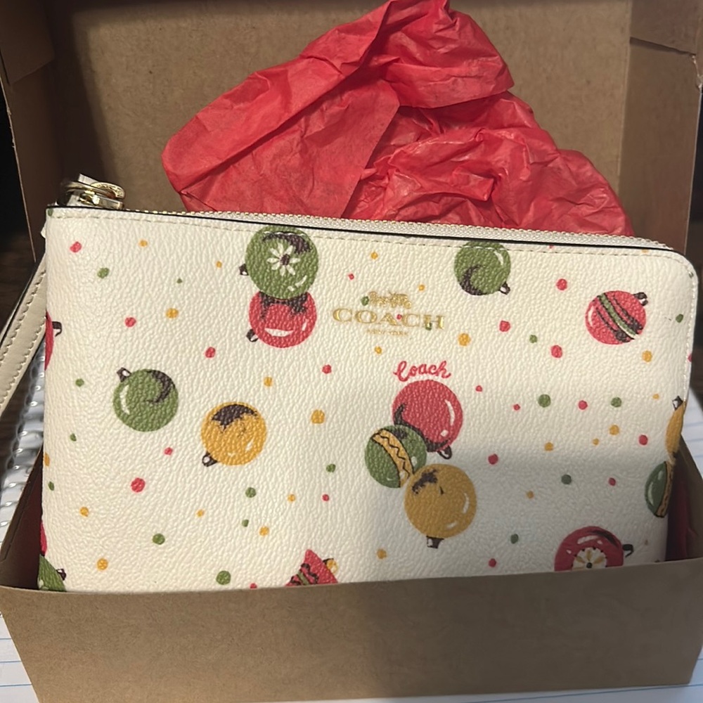 Coach corner zip wristlet *holiday edition*